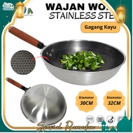 KAYU Sinda Wok Wok Stainless Steel Wooden Handle/Thick Wok Wok
