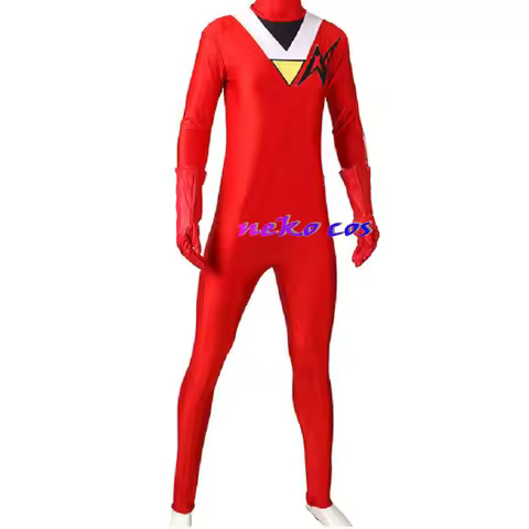 nekocos Ninja Sentai Kakuranger Ninja red bodysuit with gloves Cosplay Costume Custom Size