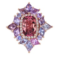 Rose Gold, 3.65ct Tourmaline, Multicolor Sapphire and Diamond Ring