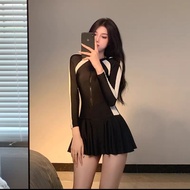 1 piece long sleeve swimming costume skort skirt