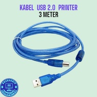 HITAM 3 Meters | 3m Blue Black PRINTER USB Cable/3M Blue Black PRINTER A TO B USB Cable