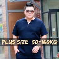 【Plus Size】Men Summer 8XL 9XL Oversize Cotton Linen T-shirt
