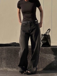 FLEQ BLACK DENIM (กางเกงเอวต่ำทรงbaggy)