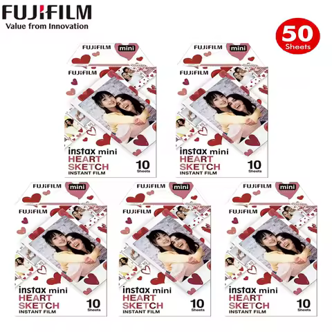 10/20/30/50Sheets Fujifilm Instax Mini Film Paper Heart Sketch Instax Film For Instax Mini 12/11/9/8