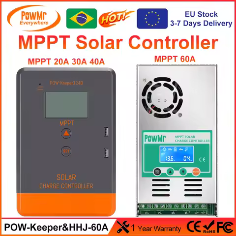PowMr MPPT Solar Charge Controller 60A LCD Display 12V 24V 36V 48 Auto Solar Panel Battery Charge Re