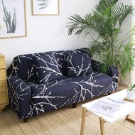 ENZER Stretch Sofa Slipcover Flower Bird Pattern Chari Loveseat Couch Cover Elastic Fabric Kids Pets Protector Navy Blue (3 Seater, Tree Branch)