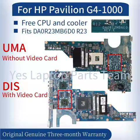 DA0R12MB6E0 For HP Pavilion G4-1000 Laptop Mainboard Fits DA0R23MB6D0 DA0R23MB6D1 R23 649950-001 649
