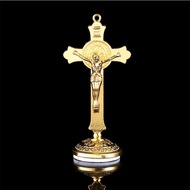 Gold Plated Jesus Cross Dashboard Decoration, Interior Church Decoration Jesus Cross Statue Jewelry