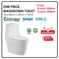 Docasa One Piece A819 S-Trap 250mm 300mm Premium Bathroom Washdown WC Water Closet 1 Piece Jamban Du