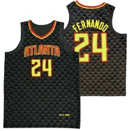 IMPORTED EMBROIDERED ATLANTA HAWKS 24 BRUNO FERNANDO BLACK BASKETBALL JERSEY