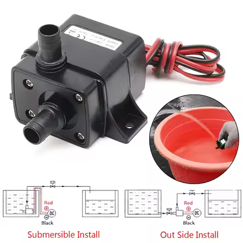 Mini DC12V 3M 240L/H Brushless Motor Submersible Water Pump 12v Water Pump 12V 4.8W Red-black connec