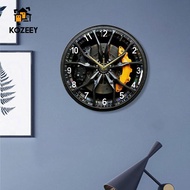 KOZEEY Quiet Car Wheel Hub Wall Clock Lightweight Acrylic 30cm Decorative Clock for Office Bedroom H