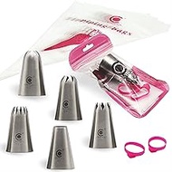 Cangool Large Icing Nozzle Set Pattern #111#336#356#1C #8A - Perfect Addition to Icing Bags with Noz