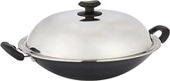 Dolphin Collection Non-Stick Chinese Wok With Stainless Steel Cover -36 Cm