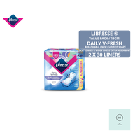 LIBRESSE - DAILY V FRESH - VALUE PACK 2X30 LINERS - CURVEFIT SHAPE - BREATHABLE - 19CM - LONGER WIDER LINER EXTRA ABSORBENT