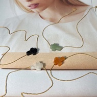 橫式十字架天然水晶鍍金項鍊 白水晶 紅瑪瑙 藍砂石 東菱玉 送禮