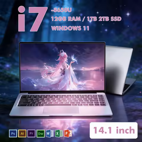 14.1 inch windows 11 Business Computer Intel core i7 8650U Resolution Office Laptop Computer PC 12GB