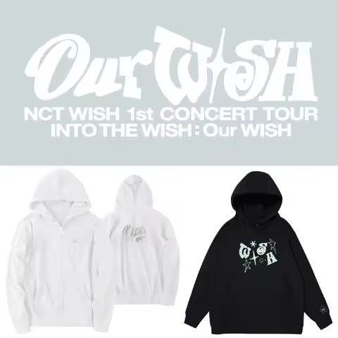 NCT WISH Concert Our WISH Spring Autumn Loose Hooded Fleece Lined Sweatshirt Zipper Jacket Casual Co