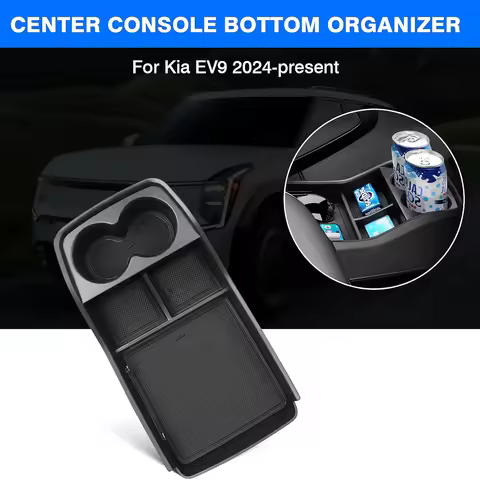 Car Armrest Storage Box Lower Center Console Organizer Cup Holder Storage Box Wireless Charger Panel