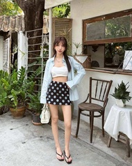 MELDA DOT WHITE MINI SKIRT