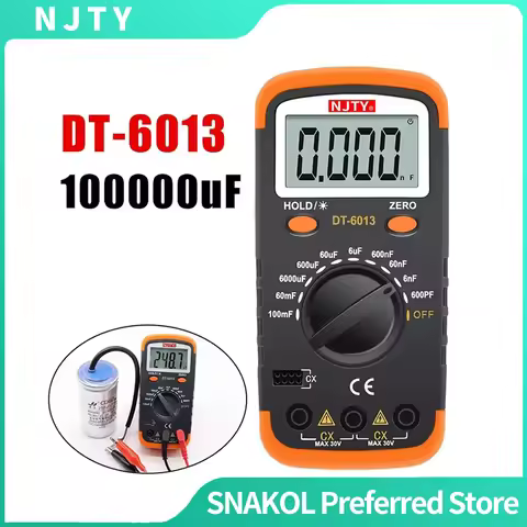 NJTY DT-6013 Digital Capacitance Meter 6000 Counts LCR Tester High Accuracy Multimeter 100000uF Capa