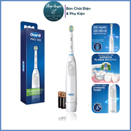 Bàn Chải Tự Động Oral-B Floss Action Pro 100 Battery - Màu Trắng Dùng Pin AA Hẹn Giờ 2-Phút Bàn Chải