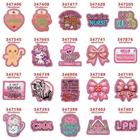 10 Pcs PINK Glitter Acrylic Charms Planar Resin Flatback For DIY Hairbow Accessory Decoration MF06-3