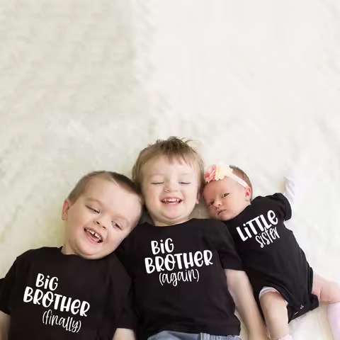 Pregnancy Announcement Shirt for Kids Baby Reveal Ideas Family Baby Announcement Siblings Matching H
