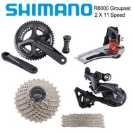 Shimano Ultegra R8000 Groupset 2X11 Speed Kit จักรยานถนน R8000 Crankset ด้านหน้า Derailleur ด้านหลัง Derailleur Cassette HG701โซ่ BBR60วงเล็บด้านล่าง Groupset จักรยานอุปกรณ์เสริม Store