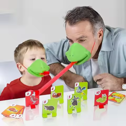 Frog Lizard Mask Wagging Tongue Lick Cards Board Games for Children Family Party Toys Antistress Fun