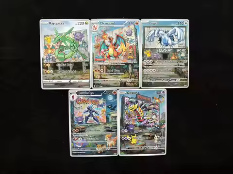 5Pcs Pokemon Cards Rayquaza Charizard Lugia Giratina Graffiti Series PTCG Collection Cards Holo Card