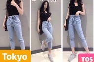 QUẦN JEAN BAGGY NỮ XANH THẮT NƠ LƯNG CAO NÂNG MÔNG CONAN TK-050 CAO CẤP - TOKYO FASHION