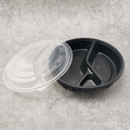 Disposable Three-Grid Takeaway Packing Box Convenience Store Curry Rice Fast Food Box Lid Watering R