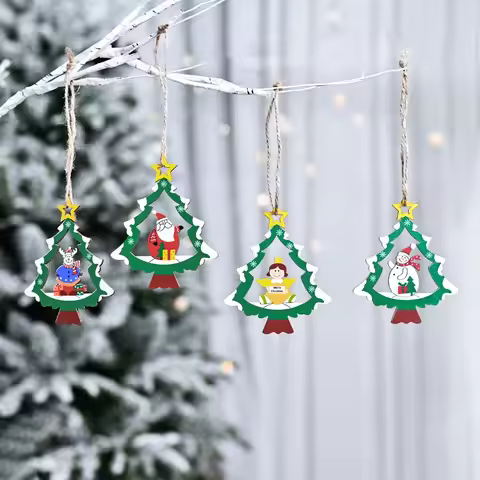 4pcs Christmas Tree Decorations Snowman Hanging Ornaments Gift Car Pendant Decor Tree Christmas Part