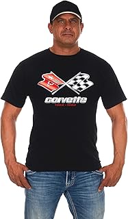 JH DESIGN GROUP Mens Chevy Corvette T-Shirt C3 Series Logo Black Crew Neck Shirt
