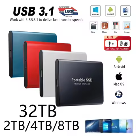 2TB External Hard Drive Pendrive USB 3.1 Notebook Mobile Solid State SSD Nmve M2 Mini Hard Disk Port