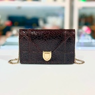 98%NEW二手DIOR WOC Diorama 盾牌包 酒紅色牛皮金扣 #香榭站正品