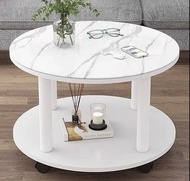 白色圓形大理石紋茶几