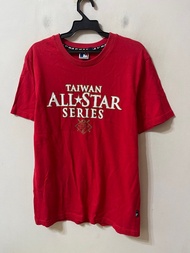 MLB x Taiwan 211 All Star 燙金logo 紅色棉質短袖T恤