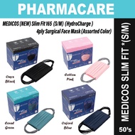 LIMTED TIME OFFER ❤️MEDICOS (NEW) Slim Fit 165 (S/M) HydroCharge 4ply Surgical Face Mask (Assorted Color)-EARLOOP