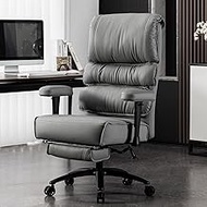 High Back Big Office Chair,PU Leather Executive Office Chair,Ergonomic Home Office Desk Chair with Lumbar Support and Wheels,Soft Comfortable Gaming Chair Computer Desk (Light Grey)