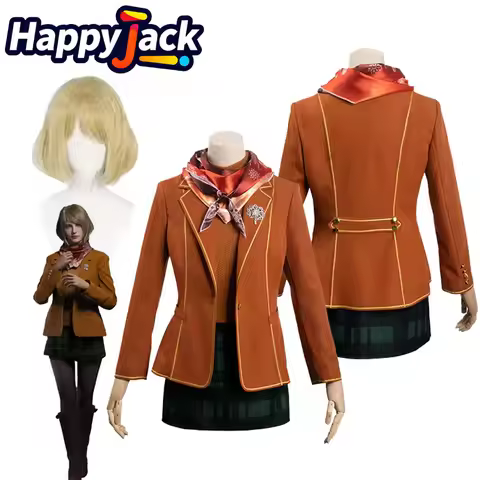 Ashley Graham Cosplay Wig Adult Women Dress Game Resident 4 Disguise Coats Skirt Stockings Female Ha