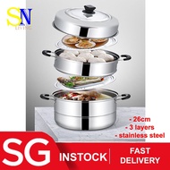 26cm stainless steel steamer pot multi function cooking pot