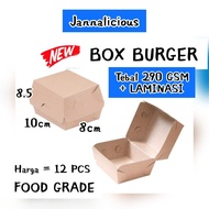 [ 12 PCS ] BURGER / CAKE BOX. FULL LAMINATION size 10 x 8 x 8.5 cm ~ FOOD GRADE