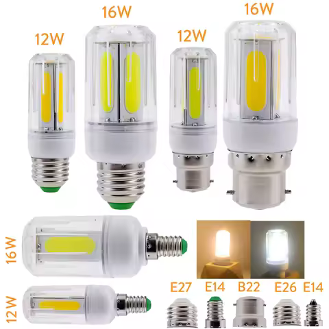 12W 16W LED COB Corn Light Bulbs Super Bright E26 E27 B22 E14 Screw / Bayonet Base Lamps AC 85-265V 