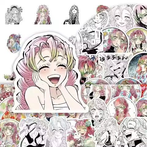 60PCS Cool Kawaii Kanroji Mitsuri Anime Demon Slayer Stickers for Laptop Skateboard Luggage Graffiti