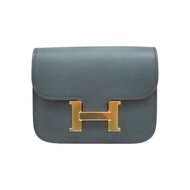 盧梭綠 Evercolor牛皮 Constance Slim 扣式 短夾 U刻 金釦【HERMES 愛馬仕】