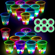 (Flash Color) The Halloween Glow in The Dark Beer Pong Set-Light up Beer Pong Cups for Indoor Outdoo