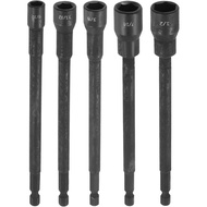 HARFINGTON 5pcs Nut Driver Drill Bit Set 3/8,7/16,9/32,11/32,1/2 Inch Socket 1/4" Hex Shank 6" (150m