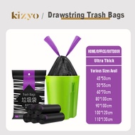 🇸🇬Kizyo Thickened Trash Bag Drawstring Garbage Bag Rubbish Bag Kitchen Bag Plastic Bag For Rubbish B